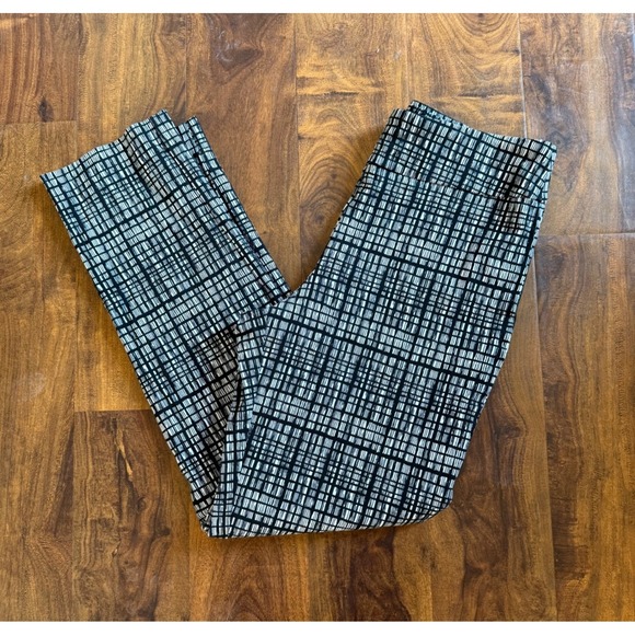 Krazy Larry Pants - Krazy Larry Women's Pull On Skinny Ankle Pants 8 Black White Geometric Slimming